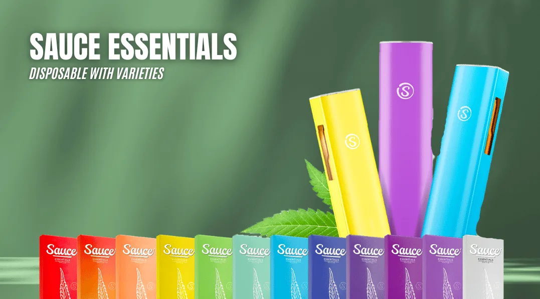 Sauce Essentials disposable lineup banner, disposable with varieties