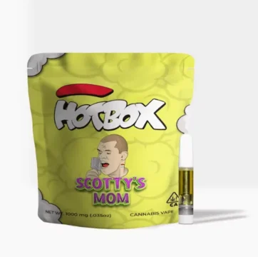 Hotbox carts Scotty's Mom 1000mg pouch with its 510 cartridge
