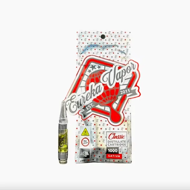 Eureka THC vape sativa pouch with 1000mg Classic distillate cartridge
