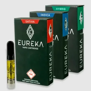 Eureka THC vape boxes in sativa, indica and hybrid with cartridge
